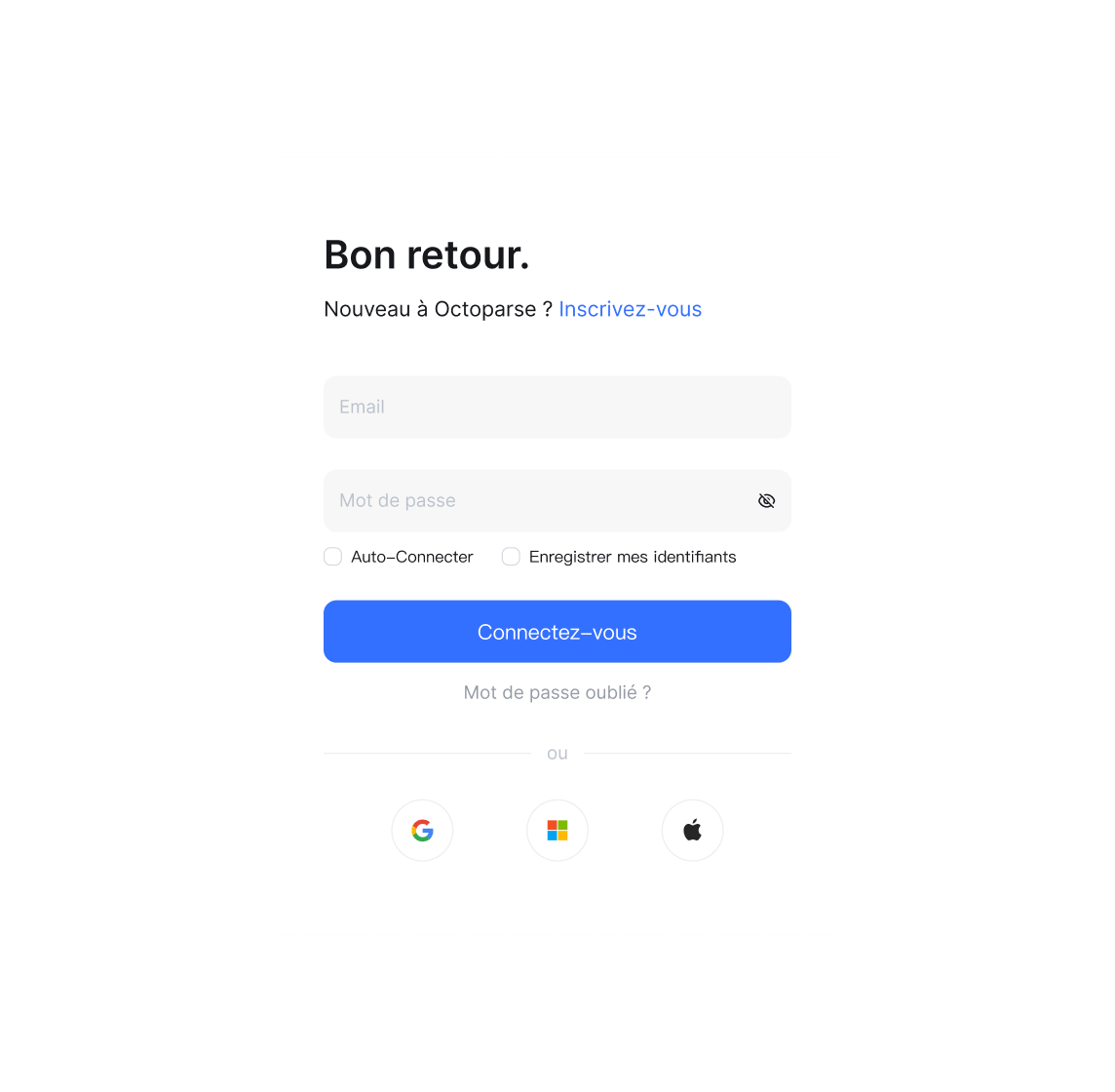 Inscrivez-vous sur Octoparse
