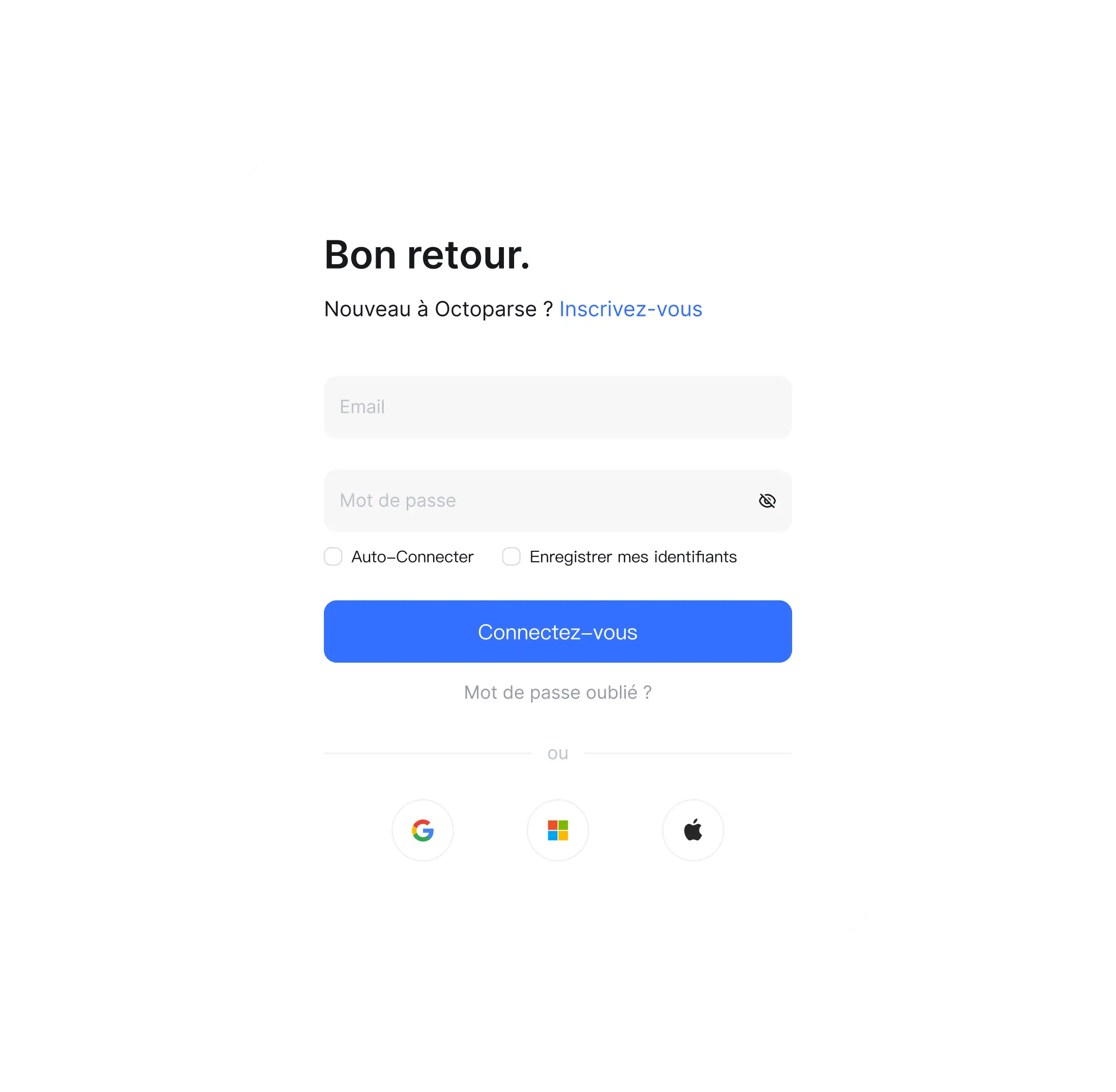 Inscrivez-vous sur Octoparse